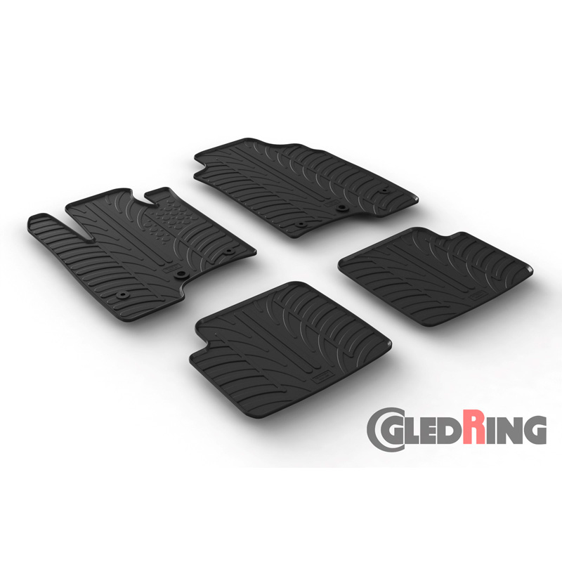 Rubber car mats set  Fiat Panda 2014- (T profile 4-pieces + mounting clips)