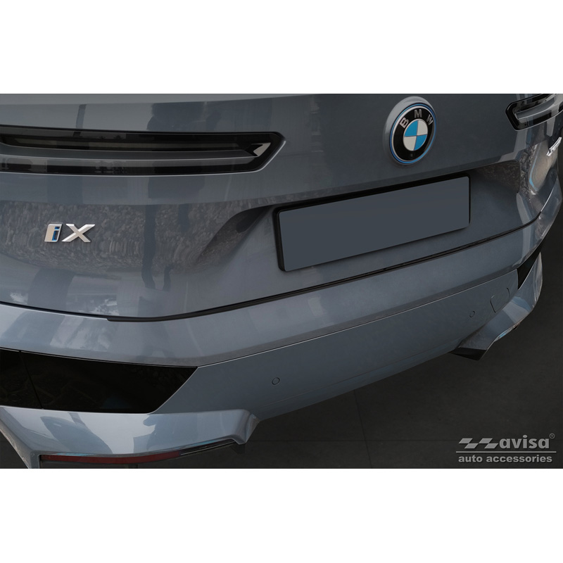 Black Stainless Steel Rear bumper protector  BMW iX (I20) 2021- 'Ribs'