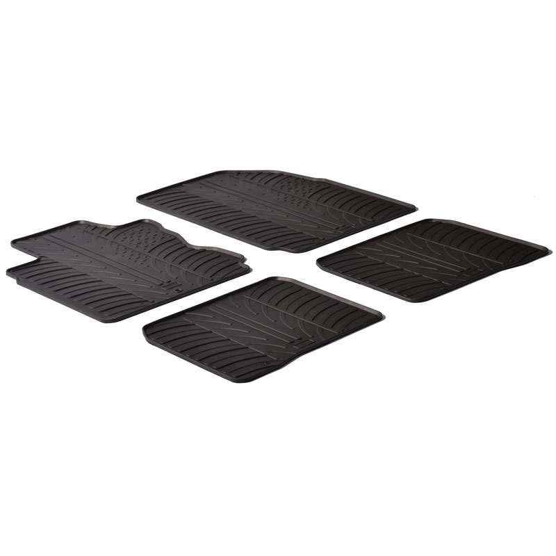 Rubber car mats set  Mazda 3 2013-2019 (T profile 4-pieces + mounting clips)