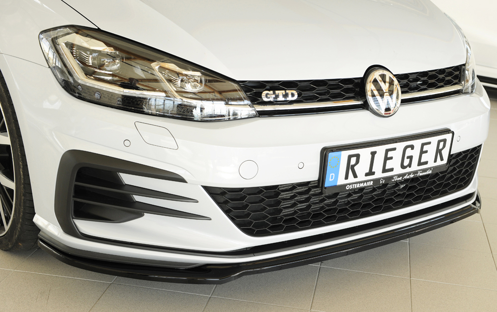 Voorspoiler Volkswagen Golf 7 FL GTI GTD GTE Rieger Glans Zwart