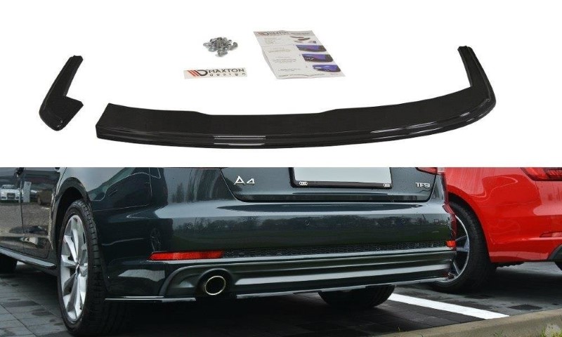 Achterbumperspoiler Audi A4 B9 S-Line Glanzend Zwart