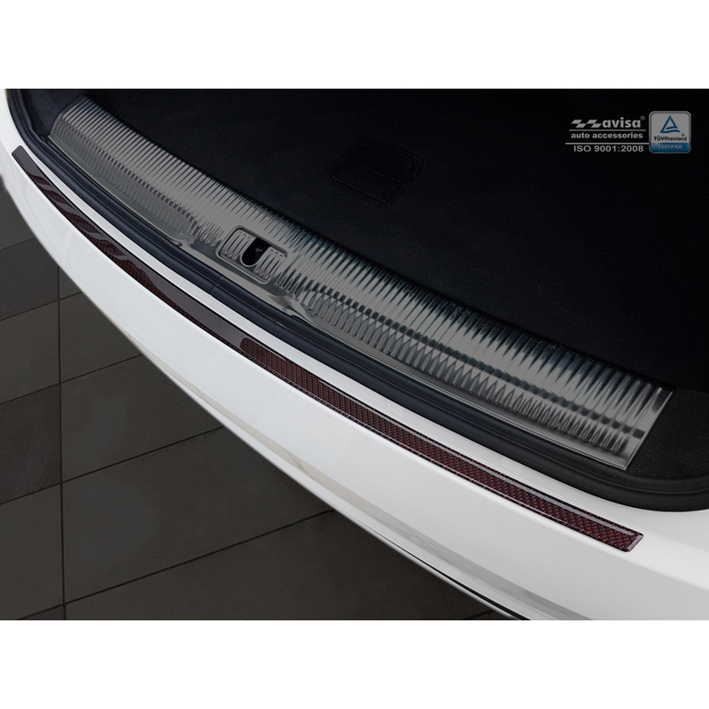 Carbon Rear bumper protector  Audi Q3 2011-2015 & 2015- Red-Black Carbon