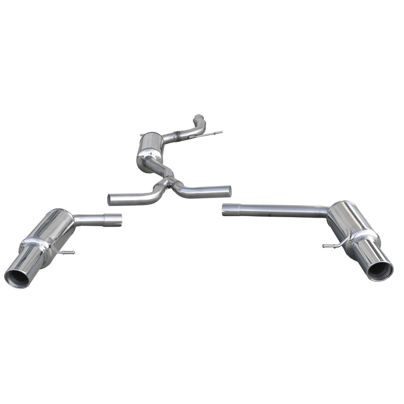 100% Inox Double Sport Exhaust + Mid silencer  Audi A4 B8 Avant 2.0TFSi/3.2 V6 2WD 2008- Left/Right 100mm X-Race