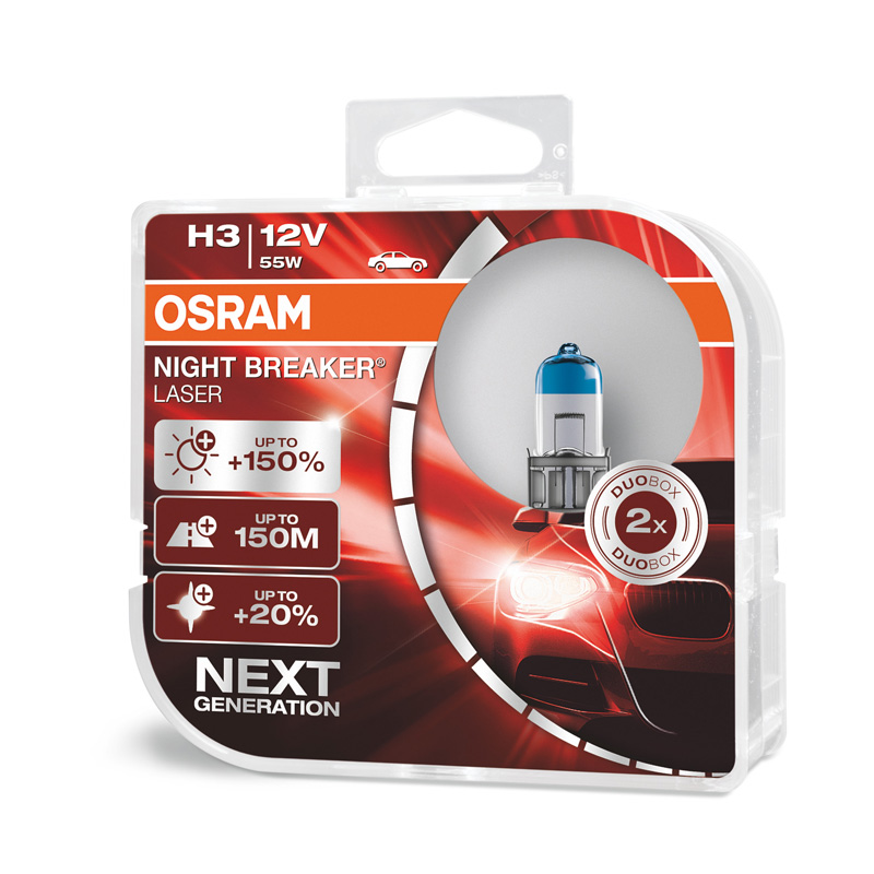 Osram Night Breaker Laser Halogen bulbs - H3 - 12V/55W - set of 2 pieces
