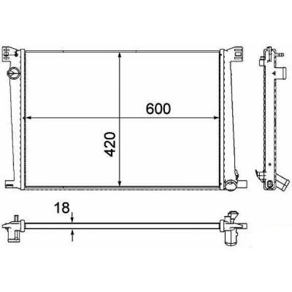 Radiator MINI 06->> 600x420x18mm 1.6 88KW AAT+/-AC
