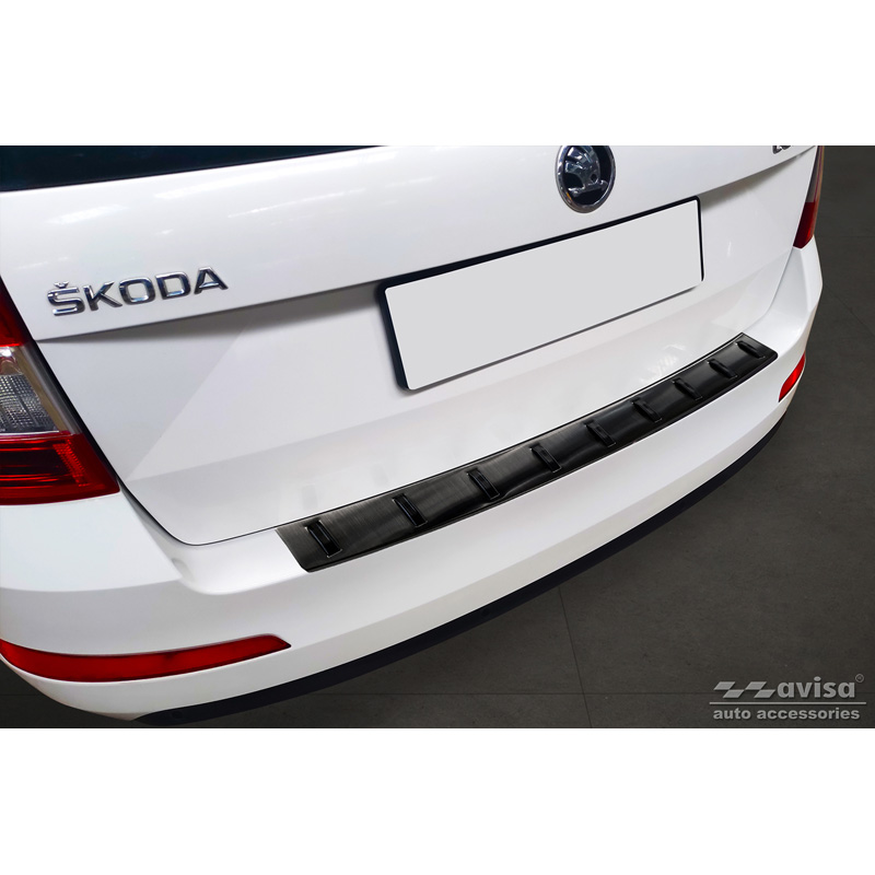Black Stainless Steel Rear bumper protector  Skoda Octavia III 2013-2017 'STRONG EDITION'
