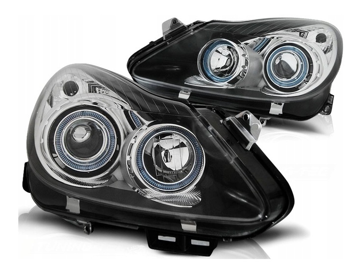 Koplampen Opel Corsa D 06-10 Angel Eyes Zwart