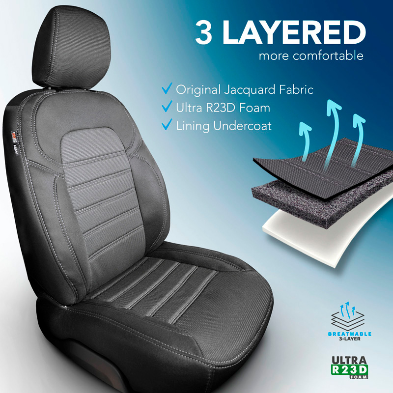 Original Design Textile seat covers 2+1  Maxus E-Deliver 7 2020- (split in backrest bench)