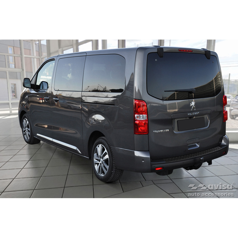 Matt Black Aluminum Rear bumper protector  Citroën Space Tourer & Jumpy 2016- / Peugeot Traveller & Expert 2016- / Toyota Proace Verso 2016- / Opel Vivaro & Zafira Life 2019- (models with unpainted bumper top) 'Riffled Plate'