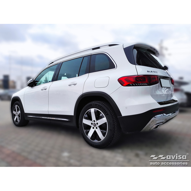 Black Mirror Stainless Steel Rear bumper protector  Mercedes GLB (X247) incl. AMG 2019- 'Ribs'