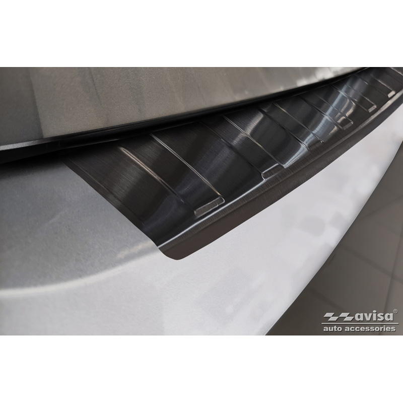 Black Stainless Steel Rear bumper protector  Volkswagen Passat Sedan 2014-2019 & FL 2019-2023 'Ribs'