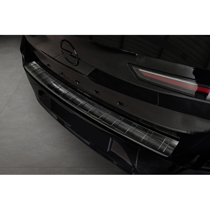 Black Stainless Steel Rear Bumper protector  Opel Astra L HB 5-doors 2021- 'Ribs'