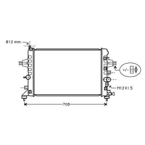 Radiator OPEL ASTRA H 04->> 600x370x14 1.6 +/-AC