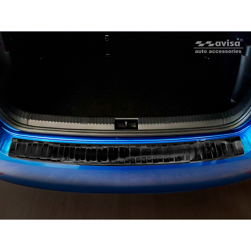 Black Stainless Steel Rear bumper protector  Skoda Fabia III HB 5-doors Facelift 2018-2021 'Ribs'
