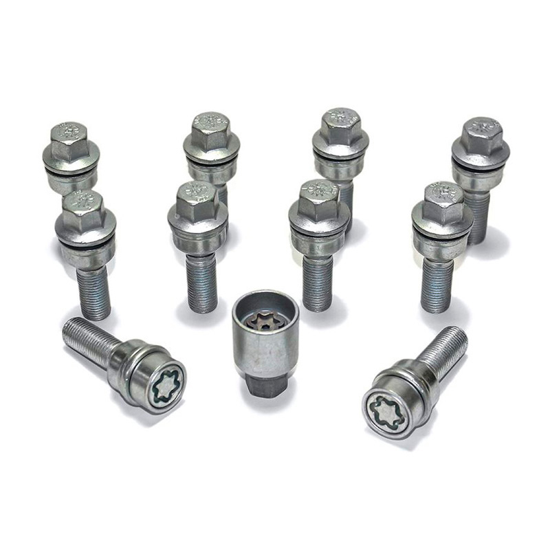 H&R Wheel bolt Set Round-Head with movable cone R13 M14x1.50 - Length 42mm - 10 pcs. (e.g.  Audi S5) - incl. wheel-locks