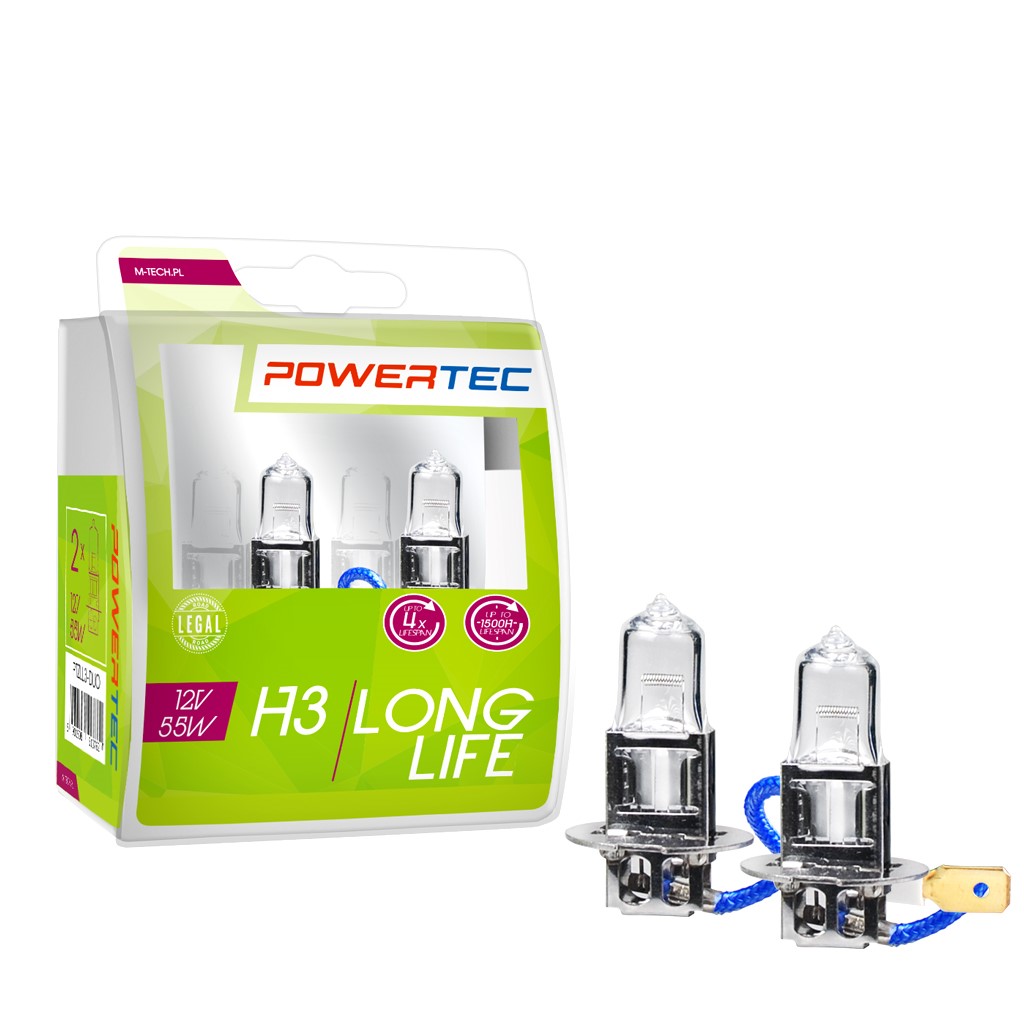 H3 lampen Powertec Long Life H3 12V DUO