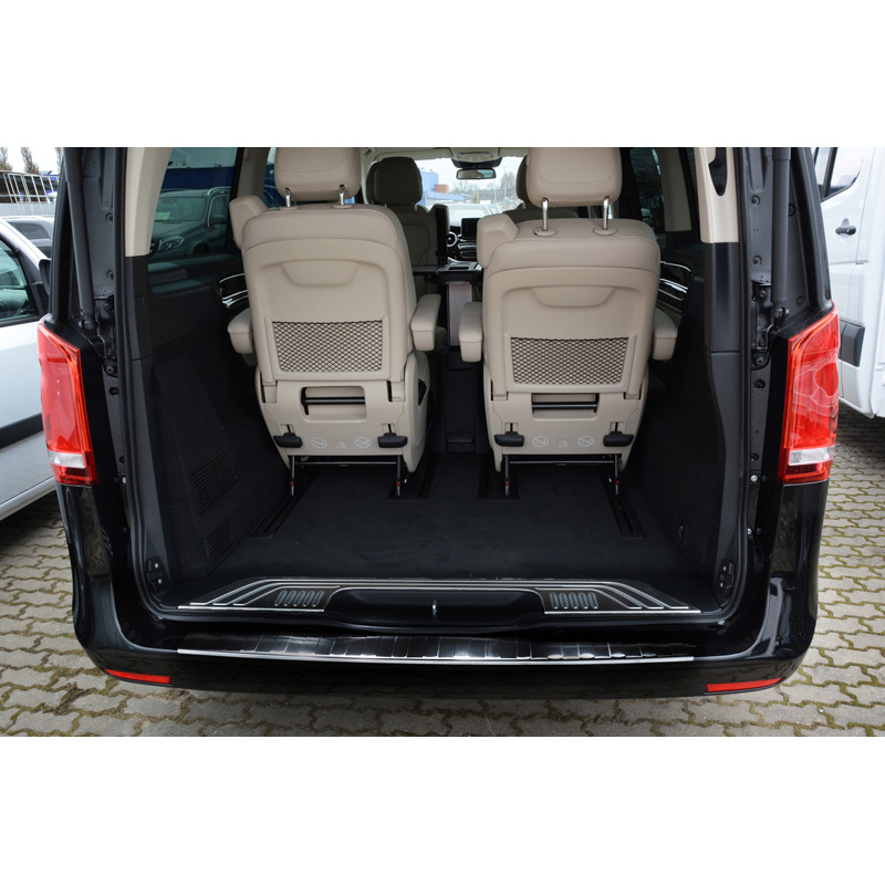 Zwart RVS Achterbumperprotector  Mercedes Vito / V-Klasse 2014-2019 & Facelift 2019- 'Ribs'
