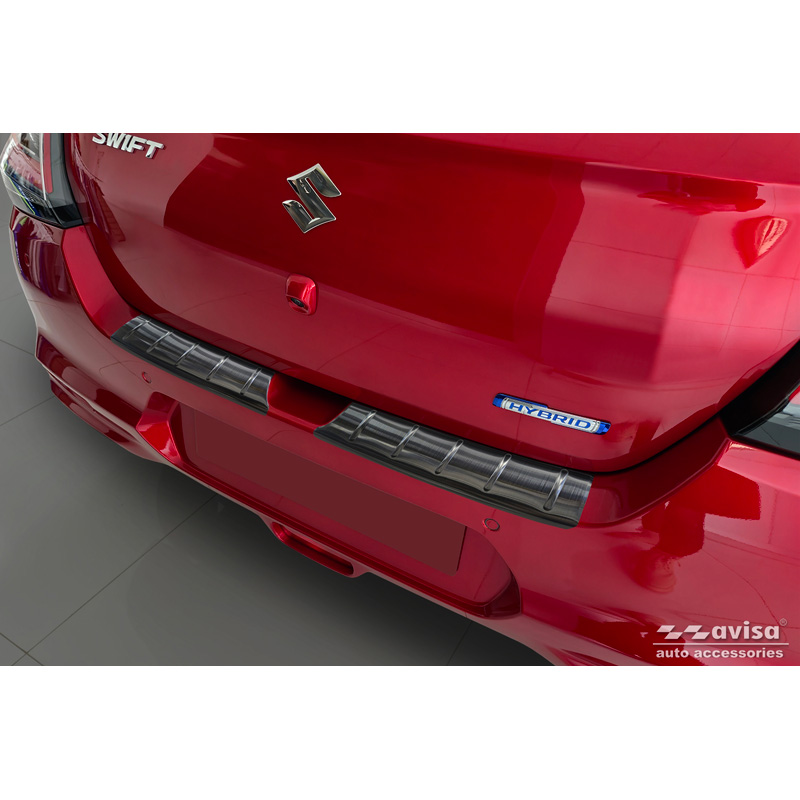 Black Stainless Steel Rear bumper protector  Suzuki Swift VI 2024- 'Ribs'