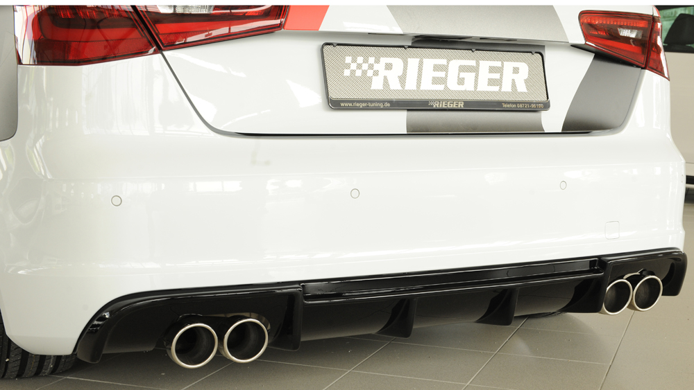 Diffuser Audi S3 & A3 S-Line Sportback 8V 12-16 Rieger Glans Zwart