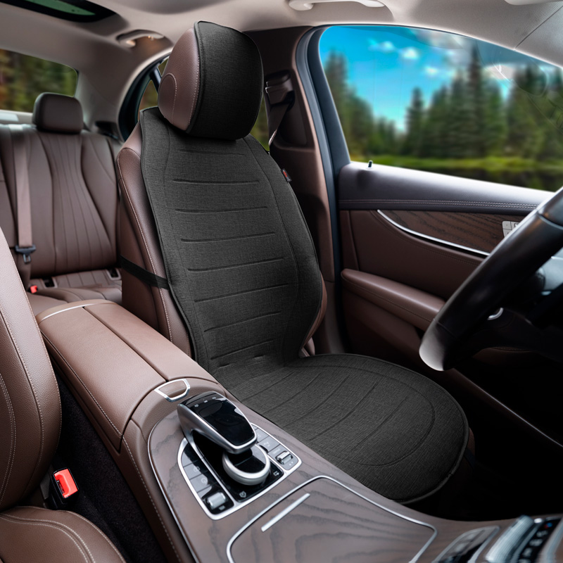 Universal Protective Seat Cover/Cushion 'Front' Black Linen - single piece