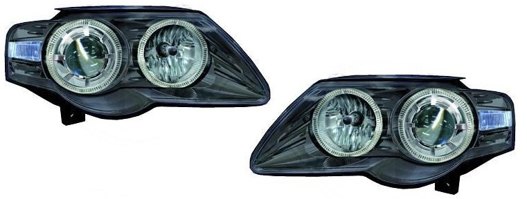 Koplampen VW Passat 3C Angel Eyes zwart