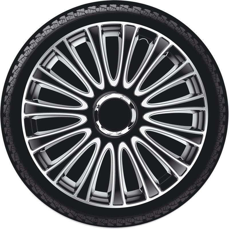 4-Delige Wieldoppenset LeMans 15-inch zwart/zilver