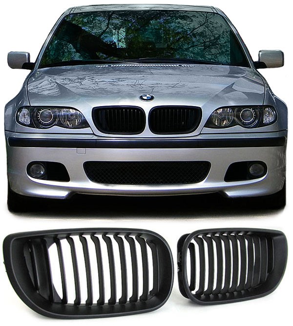 Grill Nieren BMW E46 Limousine/Touring 01-05 Mat Zwart
