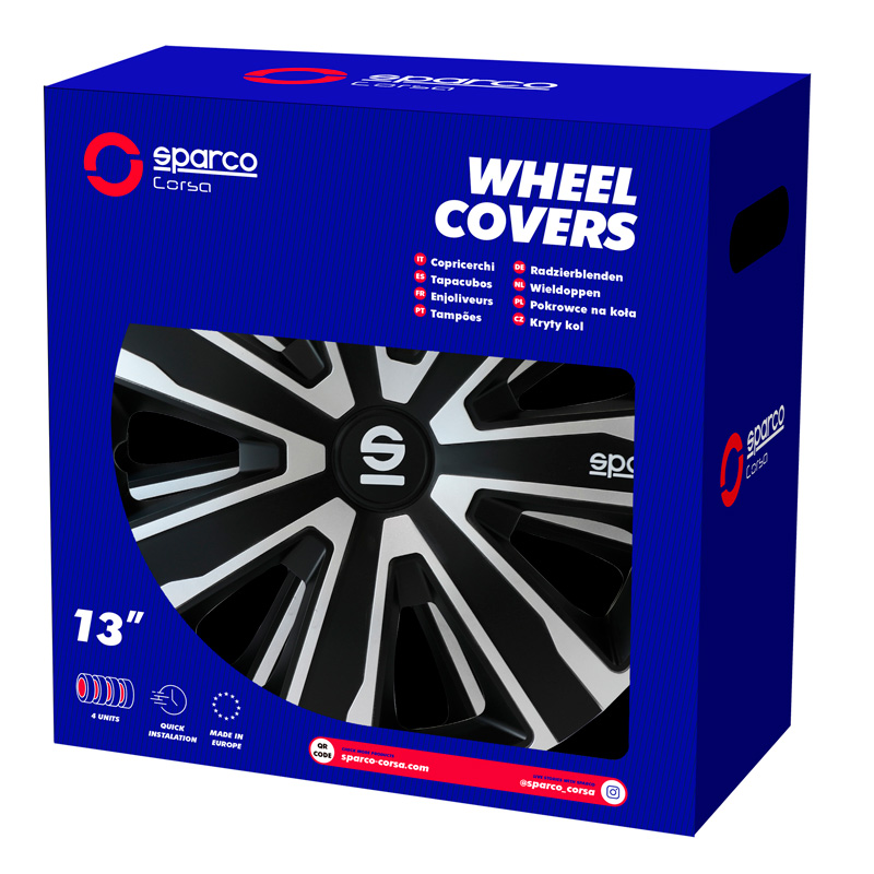 Sparco Wieldoppen Palermo - 15-inch - Zilver/Zwart - Set van 4 stuks