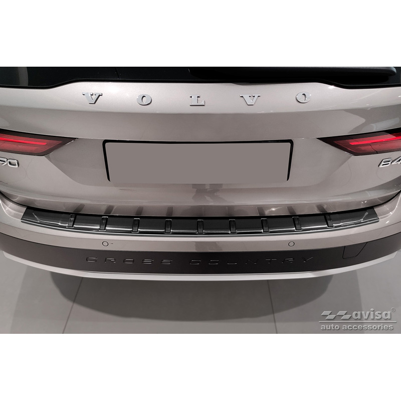 Black Stainless Steel Rear bumper protector  Volvo V90 II 2016- (incl. Cross Country) 'STRONG EDITION'