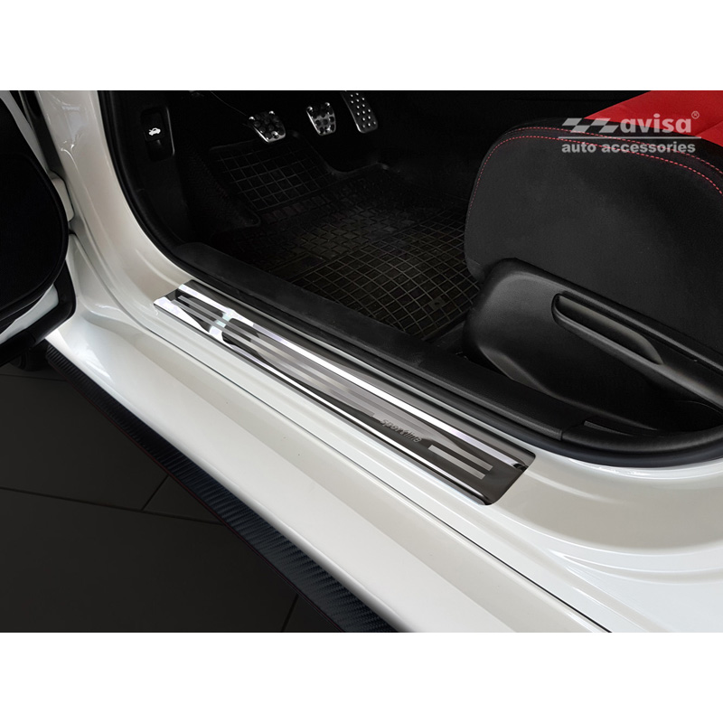 Mirror Black Stainless Steel Door sill protectors  Honda Civic X HB 5-doors 2017-2022 'Sportline' - 4-pieces