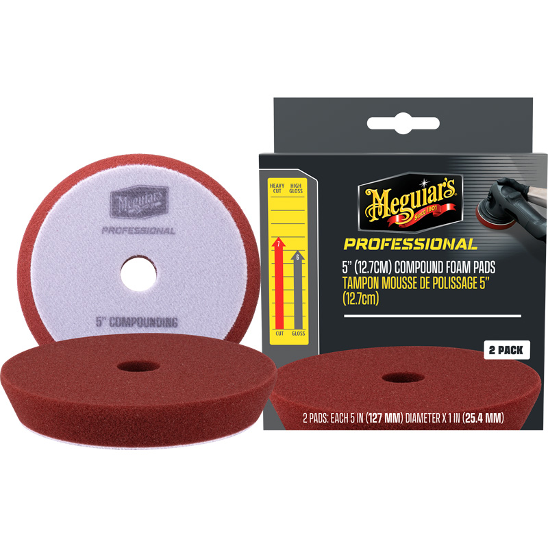 Meguiar's Professional Foam Compound Pads - 5'' diameter x 1'' (127mm x 25,4mm) - Rood - set van 2