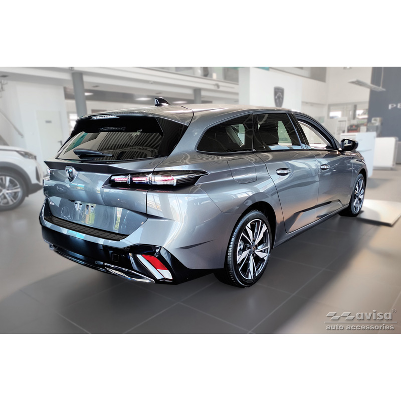 Black Stainless Steel Rear bumper protector  Peugeot 308 II SW 2013-2017 & Facelift 2017-2021 'Ribs'