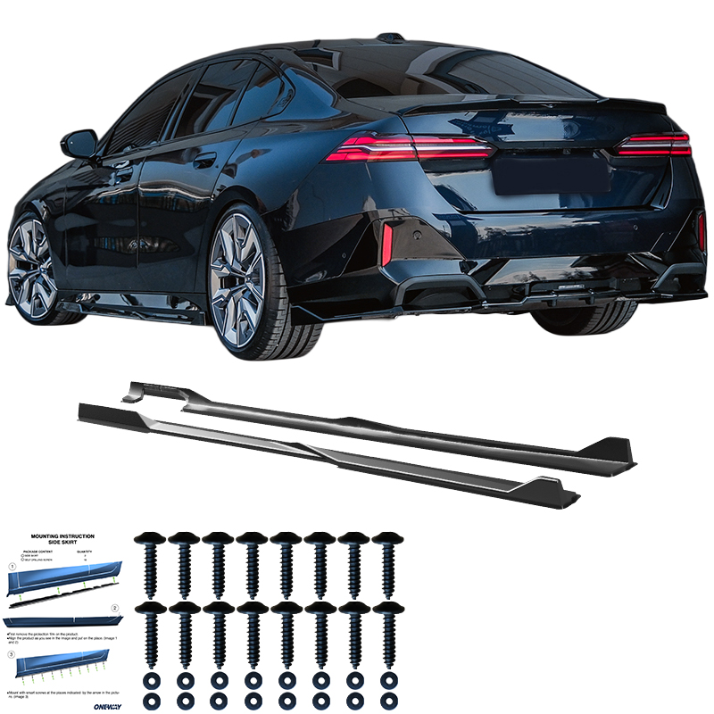 Oneway Set Sideskirts  BMW 5-Serie G60/G61 Sedan/Touring M-Pack 2023- incl. i5 - Glanzend zwart