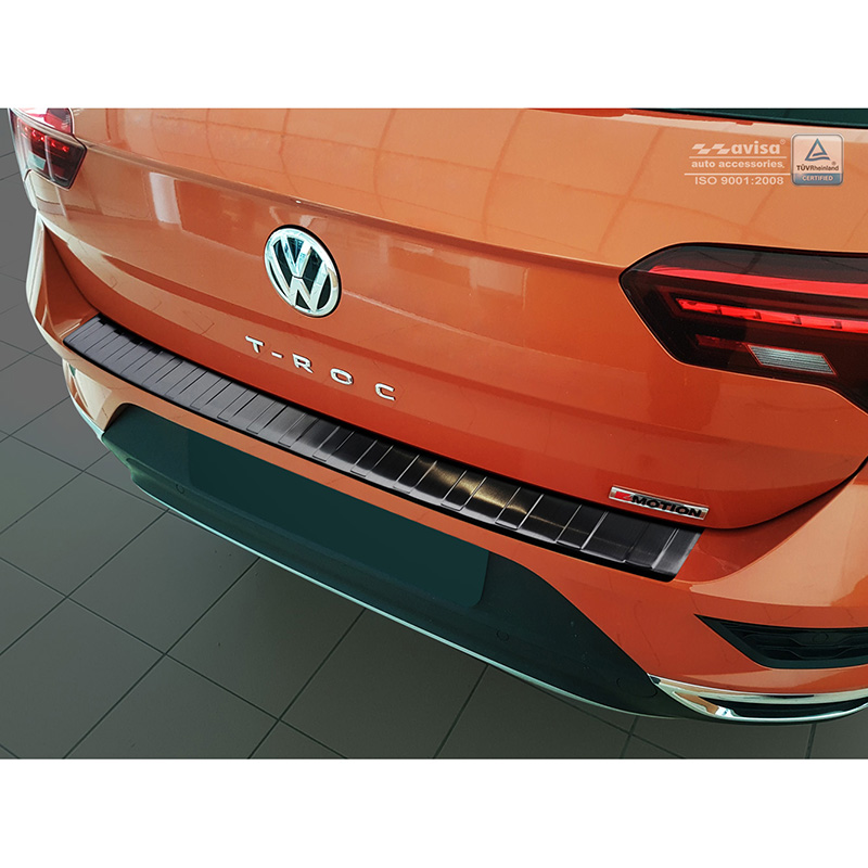 Black Stainless Steel Rear bumper protector  Volkswagen T-Roc 2017-2022 & Facelift 2022- incl. Cabrio 'Ribs'