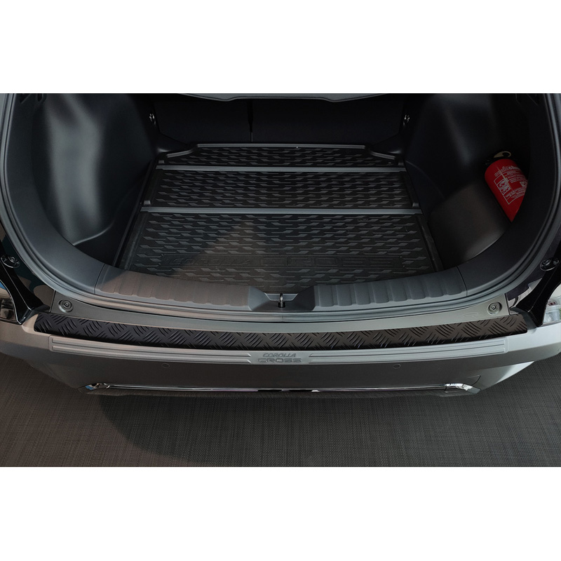 Matt Black Aluminum Rear bumper protector  Toyota Corolla Cross 2022- 'Riffled Plate'