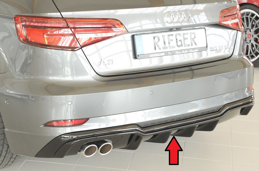 Achter diffusor Rieger Audi A3 8V 16-20 Facelift S-line Glans Zwart