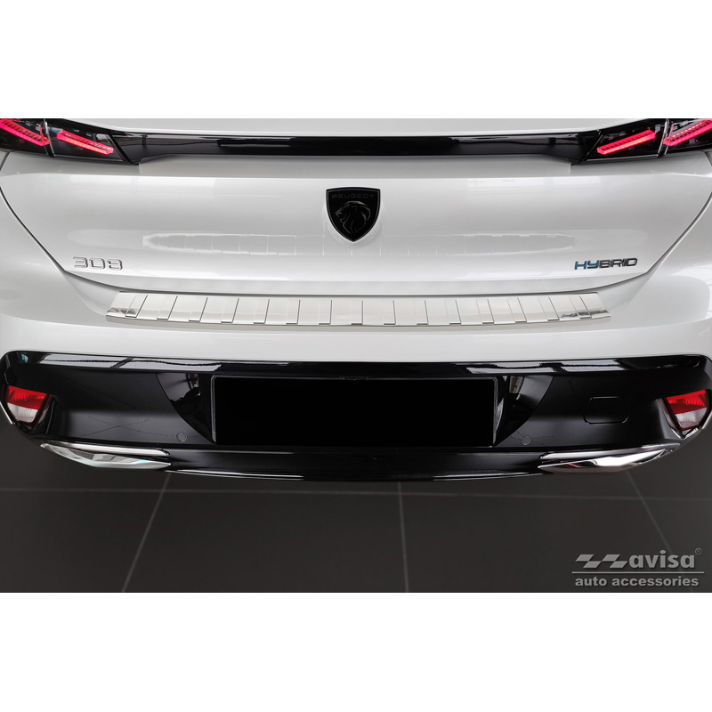 Stainless Steel Rear bumper protector  Peugeot 308 III HB & SW 2021- 'Ribs'