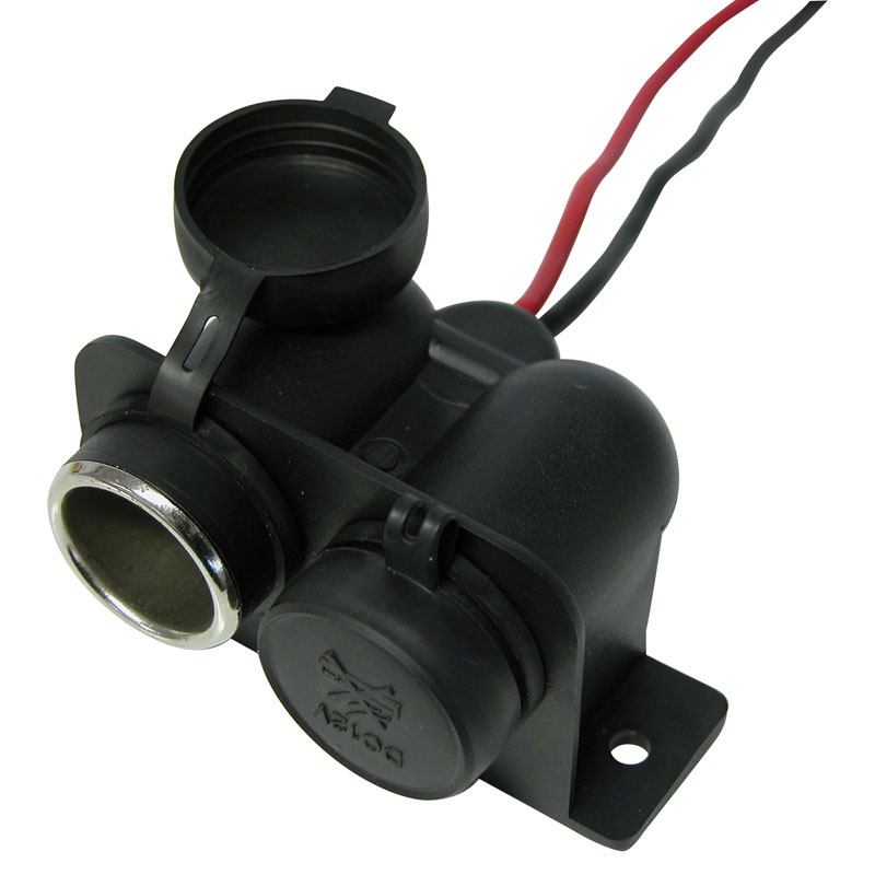 Carpoint Double Cigarette Lighter Socket Surface-Mounted Waterproof 2x12/24V