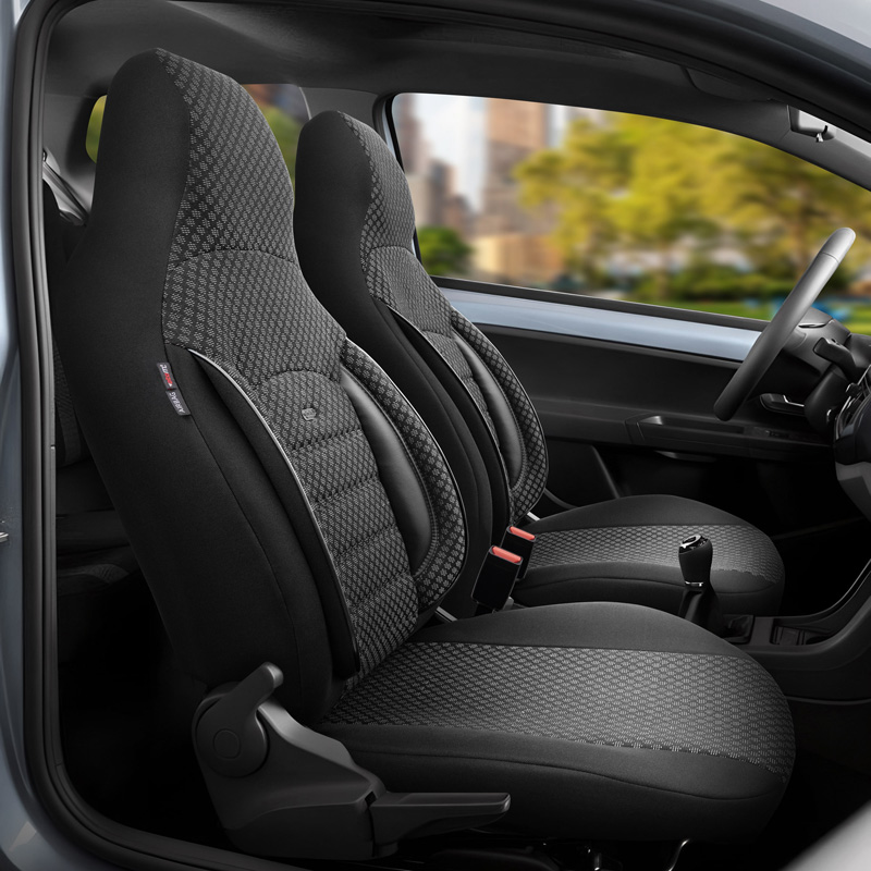 Universal Fabric 'CityBug' Seat cover set 'Sport Plus' Black - 9-pieces -  Side-Airbags