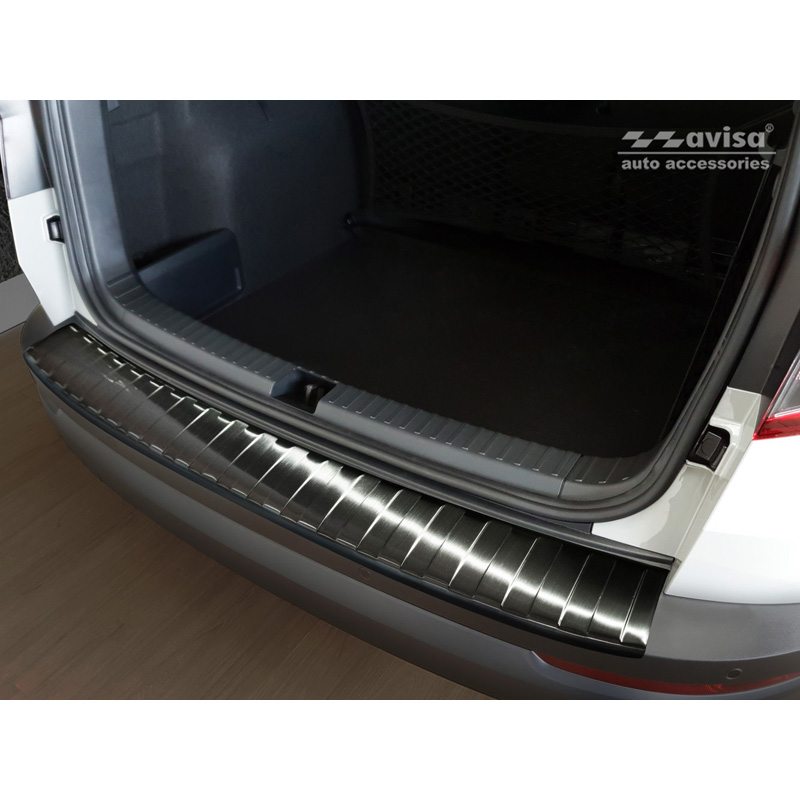 Black Stainless Steel Rear bumper protector  Skoda Karoq 2017-2022 'Ribs'