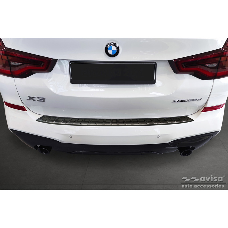 Black Stainless Steel Rear bumper protector  BMW X3 G01 M-Package 2017-2021 & Facelift 2021- Incl. M Competition 2019-2021 'Ribs'