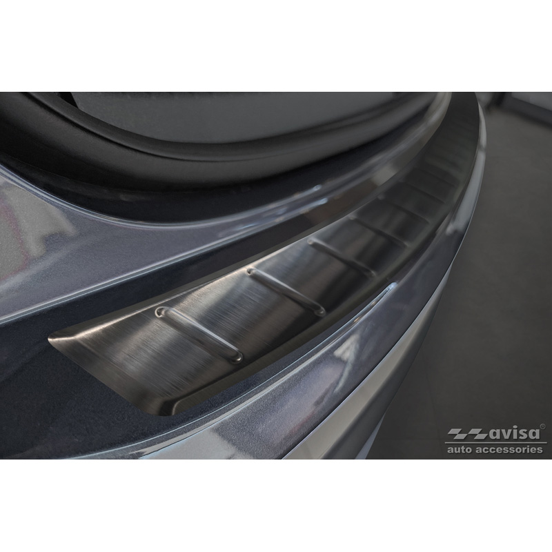 Black Stainless Steel Rear bumper protector  Volkswagen Taigo 2021- 'Ribs'