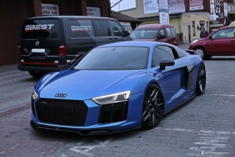 Voorspoiler V.2 Audi R8 MK2 15-19 Maxton Glans Zwart