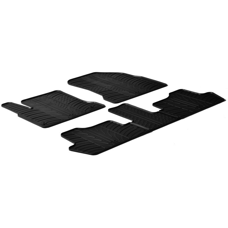 Rubber car mats set  Citroen C4 Picasso 2006-2013 (T profile 5-pieces + mounting clips)