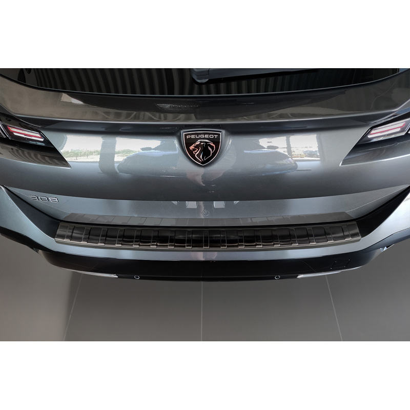Black Stainless Steel Rear bumper protector  Peugeot 308 II SW 2013-2017 & Facelift 2017-2021 'Ribs'