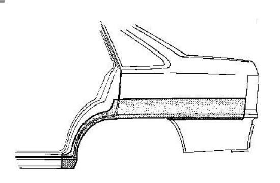 spatbordrand, Sedan, rechts Opel Kadett E, 1984-1991