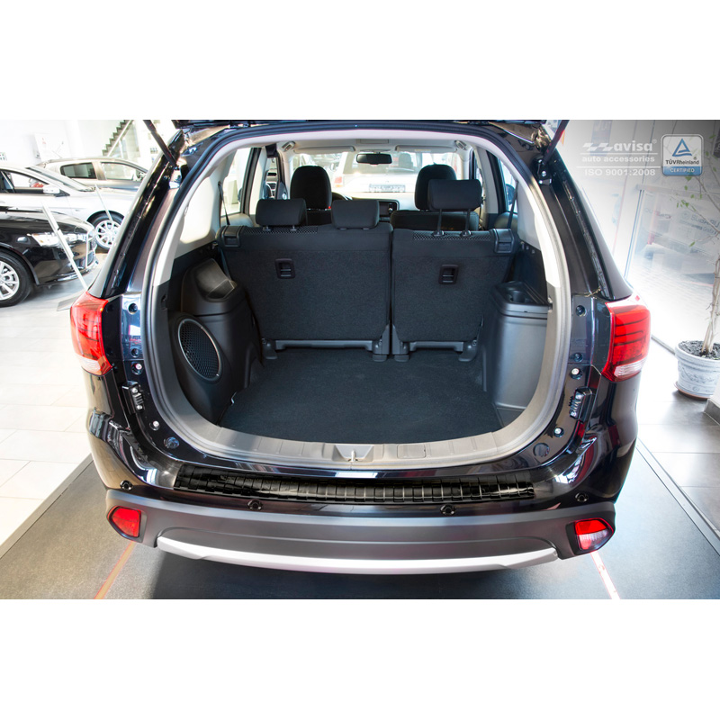 Black Stainless Steel Rear bumper protector  Mitsubishi Outlander III Facelift 2015- 'Ribs'