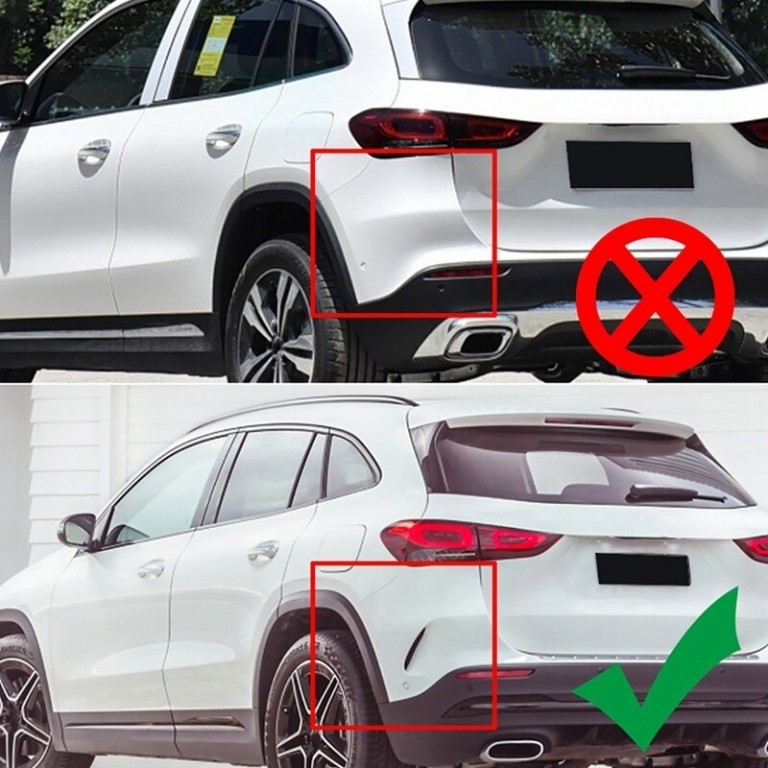Aero Flaps achterbumper Mercedes GLA H247 GT Look Glans Zwart