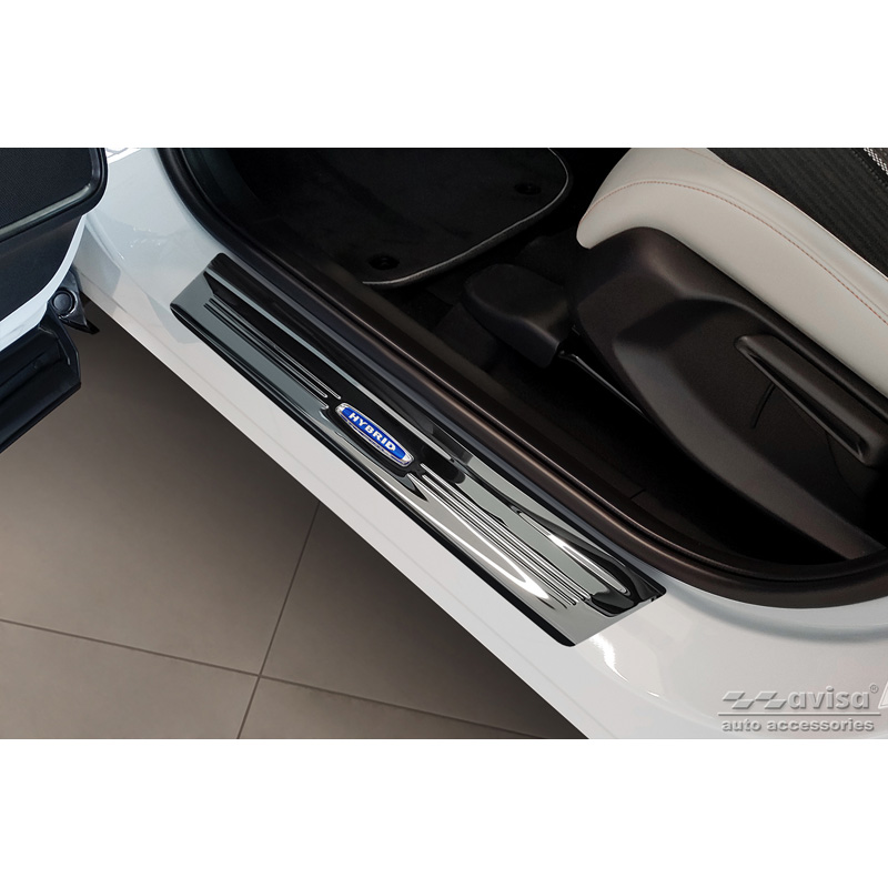 Black Inox door sill protectors  Honda HR-V 2021- 'Hybrid' - 4-pieces
