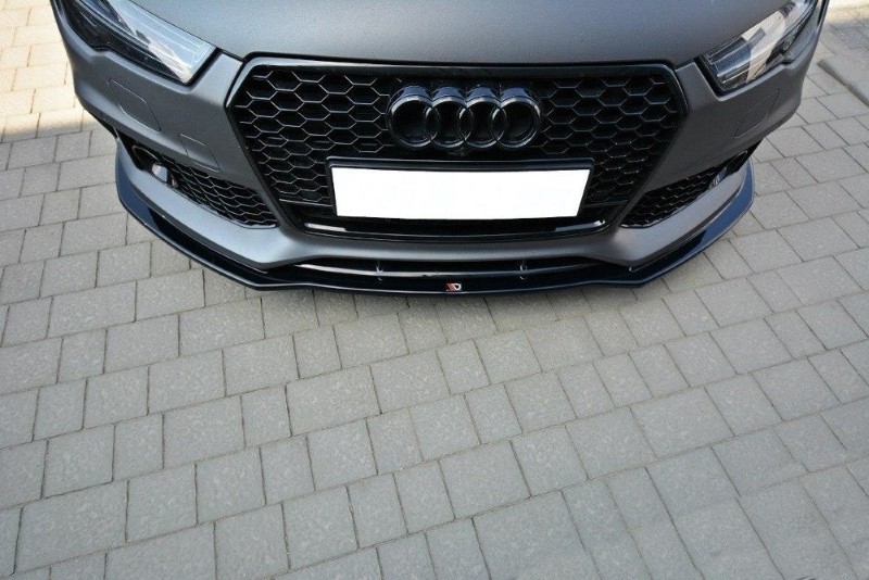 Voorspoiler V.1 Audi RS7 C7 FL Maxton Glans Zwart